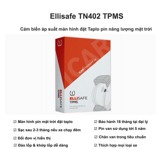 Hệ Thống Cảm Biến Áp Suất Lốp Năng Lượng Mặt Trời TN402 Có Màn Hình